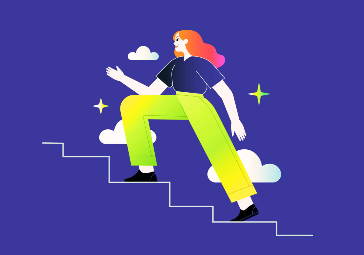 woman climbing steps of recovery through alcohol detox centers to achieve sobriety