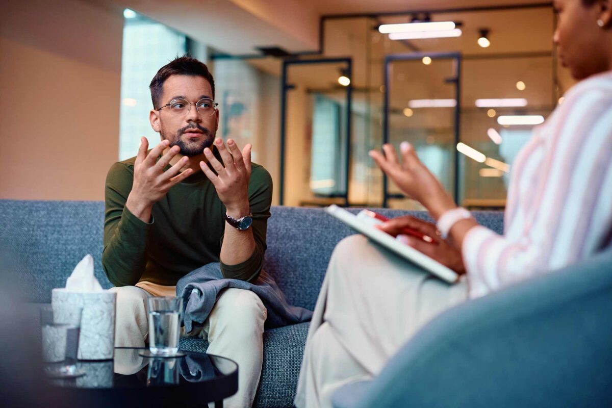 man in individual therapy for addiction treatment