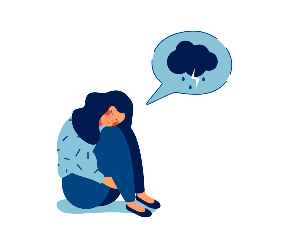 illustration of a depressed teen