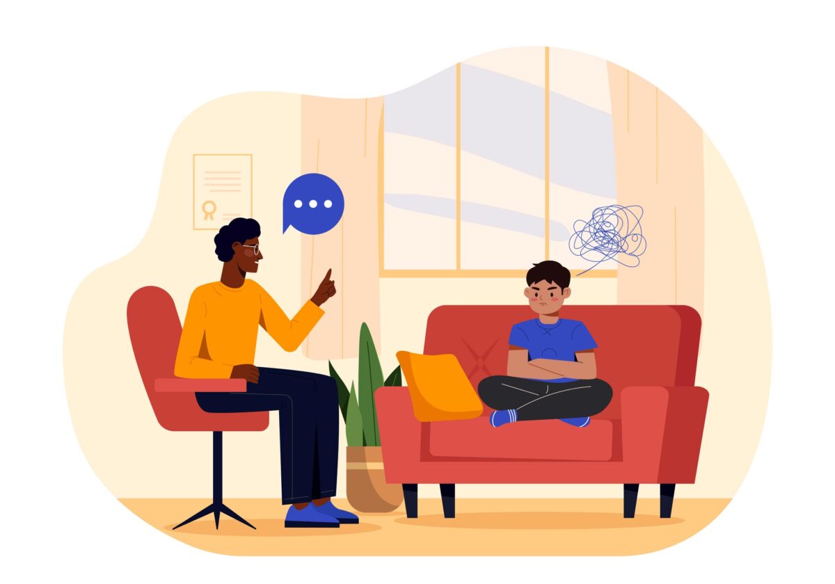 therapy session therapist discussing how to treat anxiety in teens