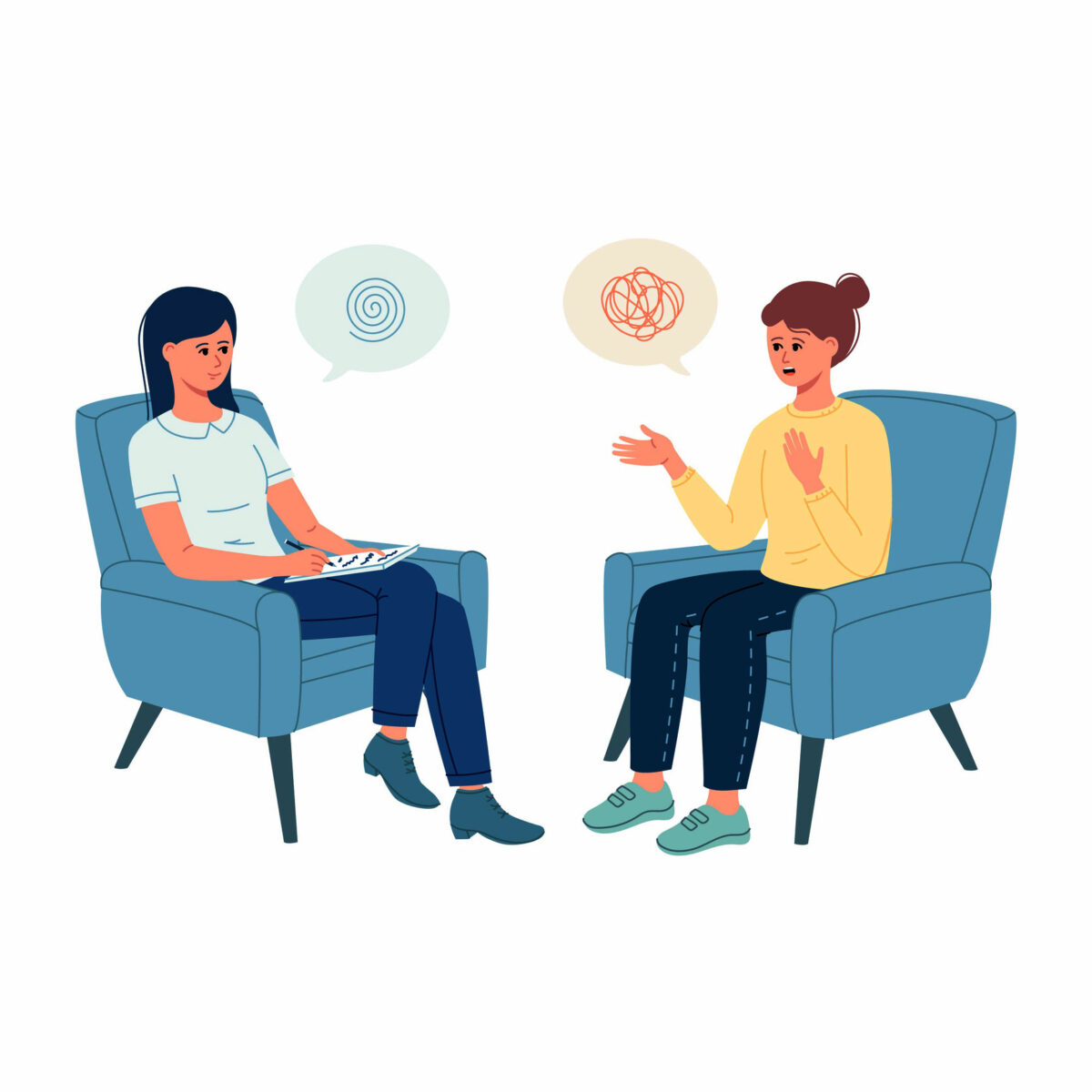 illustration of teen therapy session discussing how to treat bipolar disorder in teens